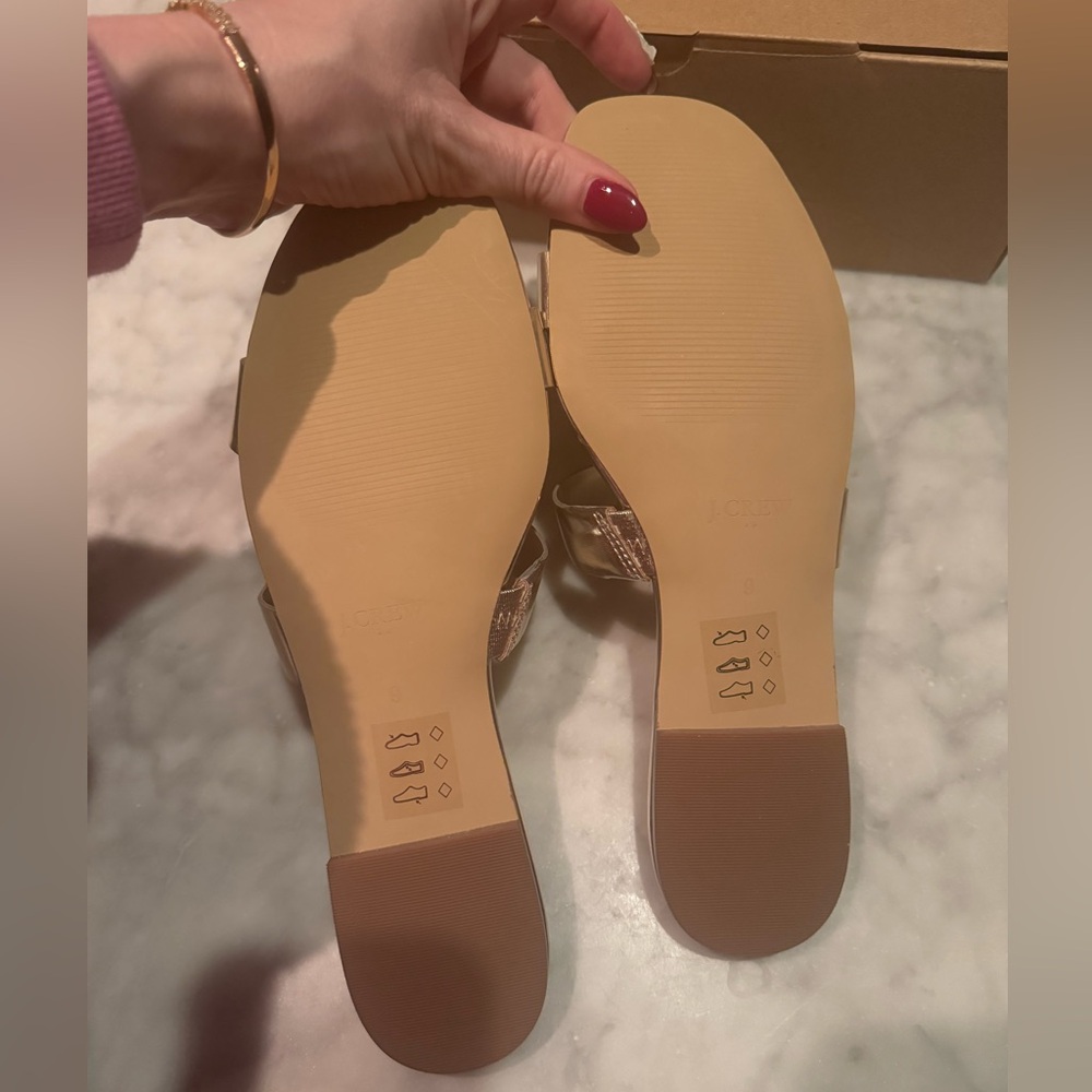 ✨ NEW J. Crew Double Knotted Bow Women's Gold Sandals✨ Sz 9 - Picture 5 of 7